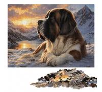 Saint Bernard Portrait Puzzle en Bois 300 pièces, Loisir Adulte | Activité puzzle pour commencer l'année avec activité pour une soirée calme à son propre rythme.