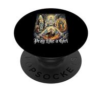 Saint catholique Prier comme Une Fille Femme marial apparitions PopSockets PopGrip Adhésif
