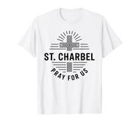 Saint Charbel Pray for Us Catholic Maronite Saint T-Shirt Graphique avec Valeur, Homme, Blanc, XL