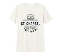 Saint Charbel Pray for Us Catholic Maronite Saint T-Shirt Haut de Gamme