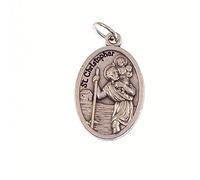 Saint-Christophe catholique Pendentif médaille - Argent 2cm Couleur métallique