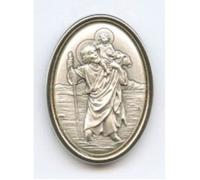 SAINT CHRISTOPHE MAGNETIQUE PLAQUE AUTO OVALE ARGENTE