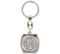 SAINT CHRISTOPHE PORTE CLES CARRE METAL ARGENTE