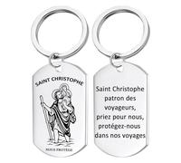 Saint Christopher Key Chain,Protection du Voyageur,Porte Clé St Christophe - Médaille de Protection Catholique avec Boîte Cadeau - Idée Cadeau pour Automobiliste,Pilote,Camionneur