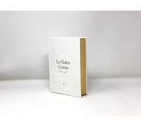 Saint Coran (14 X 19 Cm) avec Pages Arc-en-Ciel (Rainbow) - Bilingue (Fr/Ar) - Couverture Daim Blan