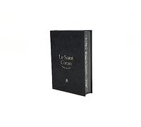 Saint Coran (14 X 19 Cm) avec Pages Arc-en-Ciel (Rainbow) - Bilingue (Fr/Ar) - Couverture Daim Noir