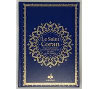 Saint Coran Bilingue cartonné grande écriture (A4 : 20 x 28) - Bleu