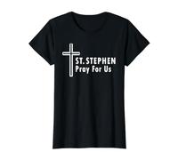 Saint Étienne, priez pour Nous, confirmations du Protomartyr T-Shirt Graphique avec Valeur, Femme, Noir, M