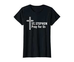 Saint Étienne, priez pour Nous, confirmations du Protomartyr T-Shirt Graphique avec Valeur, Femme, Noir, L