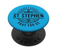 Saint Étienne, priez pour Nous, Martyr chrétien, Dessin au Trait PopSockets PopGrip Adhésif