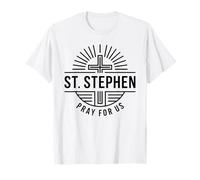 Saint Étienne, priez pour Nous, Martyr chrétien, Dessin au Trait T-Shirt