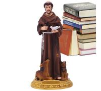 Saint Francis Statue en résine peinte à la main avec colombe et croix - Statue de bureau, inspiration de prière, collection Renaissance, décoration d'intérieur, cadeau pieux