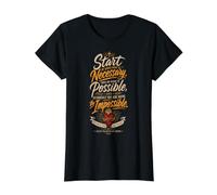 Saint François d'Assise Citations Impossible Saint Catholique Sacré T-Shirt Graphique avec Valeur, Femme, Noir, XL