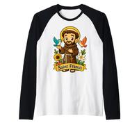 Saint François d'Assise Patron Saint des Animaux Chibi Catholique Manche Raglan