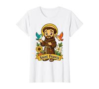 Saint François d'Assise Patron Saint des Animaux Chibi Catholique T-Shirt Graphique avec Valeur