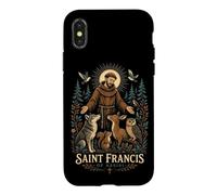 Saint François d'Assise Patron Saint des Animaux Oiseaux Catholique Coque pour iPhone X/XS