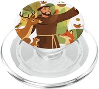 Saint François d'Assise Patron Saint des Animaux Oiseaux Catholique PopSockets PopGrip pour MagSafe