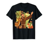 Saint François d'Assise Patron Saint des Animaux Oiseaux Catholique T-Shirt