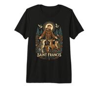 Saint François d'Assise Patron Saint des Animaux Oiseaux Catholique T-Shirt Haut de Gamme