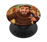 Saint François Patron des Animaux Mignon Selfie catholique PopSockets PopGrip Adhésif