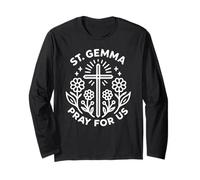 Saint Gemma Pray for Us Croix Floral Catholique Patronage Manche Longue