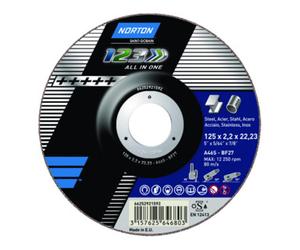 Saint-Gobain Norton Disque de coupe et ébarbage All in One couronné 125x2,2 Quantité:1