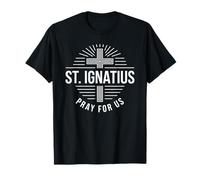 Saint Ignace Pray for Us Croix Patron catholique Sunburst T-Shirt