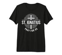 Saint Ignace Pray for Us Croix Patron catholique Sunburst T-Shirt Haut de Gamme
