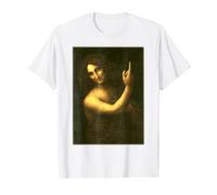 Saint Jean Le Baptiste Peinture par Léonard de Vinci 1513 T-Shirt Graphique avec Valeur, Homme, Blanc, XL