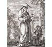 Saint Jérôme également connu sous le nom de Jérôme de Stridon vers 340 - 420. Il a traduit la Bible en latin une œuvre connue sous le nom de la Vulgate. D'une impression du 17ème siècle par Cornelis