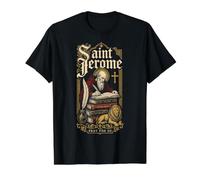 Saint Jérôme et Le Lion Confirmation St Catholic Books T-Shirt Graphique avec Valeur, Homme, Noir, L