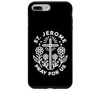 Saint Jérôme Pray for Us Croix Florale catholique Coque pour iPhone 7 Plus/8 Plus