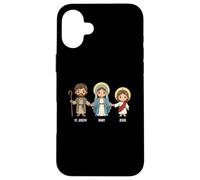 Saint Joseph, Marie et Jésus Saints catholiques Enfants Foi Sainte Coque pour iPhone 16 Plus