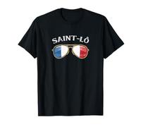 Saint-Lo France Vintage Flag Sunglasses T-Shirt