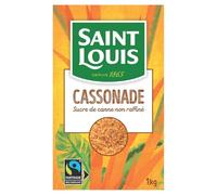 SAINT LOUIS Cassonade Sucre Roux de Canne Non Raffiné - Format 1 kg en Étui Cartonné - Idéal pour Desserts et Laitages - Commerce Équitable - Lot de 3