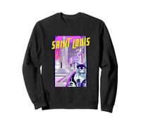 Saint Louis Chat Rétro Anime Paysage Urbain Missouri USA Sweatshirt