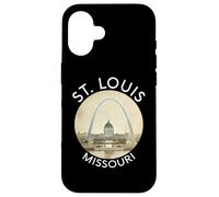Saint Louis Missouri Gateway Arch, rétro, fleuve Mississippi Lou Coque pour iPhone 16