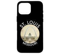 Saint Louis Missouri Gateway Arch, rétro, fleuve Mississippi Lou Coque pour iPhone 16 Pro Max