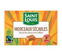 SAINT LOUIS - Sucre de Canne en Morceaux Non Raffiné Equitable - Morceaux Sécables Faciles à Casser · Sucre Roux de Canne · Naturellement Ambré - la boite de 1Kg - Le Lot De 4