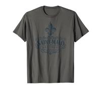 Saint-Malo Bretagne France Ornée Fleur de Lis Marine T-Shirt