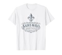Saint-Malo Bretagne France Ornée Fleur de Lis Marine T-Shirt Graphique avec Valeur