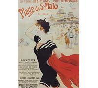 Saint Malo Plage Reproduction Affiche Poster-Format Size 50X70 cm-Papier 300 GR-Tous formats et Vente du fichier numérique Possible Nous Consulter (Boutique affichevintage.FR)