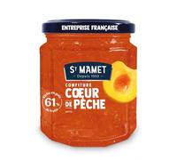 SAINT MAMET - Confiture Gourmande de Pêche, Texture Fruité et Fondante (Pot 310g) - lot de 4 - Vendu par Lot