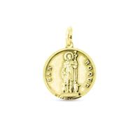 Saint Médaille Roque en or massif 18 carats, 15 mm, lunette lisse. Gravure incluse dans le prix - Personnalisable - GRAVURE INCLUSE DANS LE PRIX