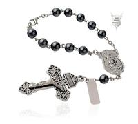 Saint Michael Evil Protection Decade Chapelet de voiture catholique avec crucifix - Chapelet de poche perlé pour rétroviseur ou décoration de camion