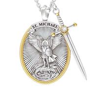 Saint-Michael Pendant pour hommes, archange épée seigneur collier de prière bijoux, collier masculin élé pour la foi et la force