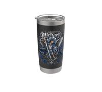 Saint Michael Quis Ut Deus Épée d'ange et Rose Art Gobelet isotherme en acier inoxydable double paroi