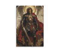 Saint Michael The Archangel Poster mural sur toile, décoration, peinture, art, chambre à coucher, salon, bureau, peinture, décoration moderne, art mural, impression photo, 60 x 90 cm