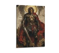Saint Michael The Archangel Poster mural sur toile, décoration, peinture, art, chambre à coucher, salon, bureau, peinture, décoration moderne, art mural, impression d'image, 30 x 45 cm