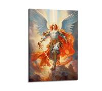 Saint Michael The Archangel Wall Art Poster mural sur toile, peinture, art, chambre à coucher, salon, bureau, peinture, décoration moderne, art mural, impression d'image 08 x 30 cm